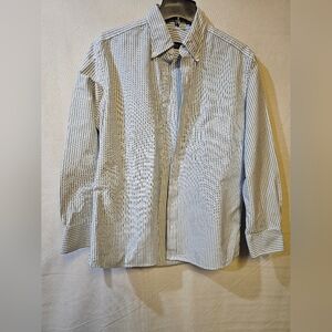 Men's Blue Striped Casual Button Down Shirt